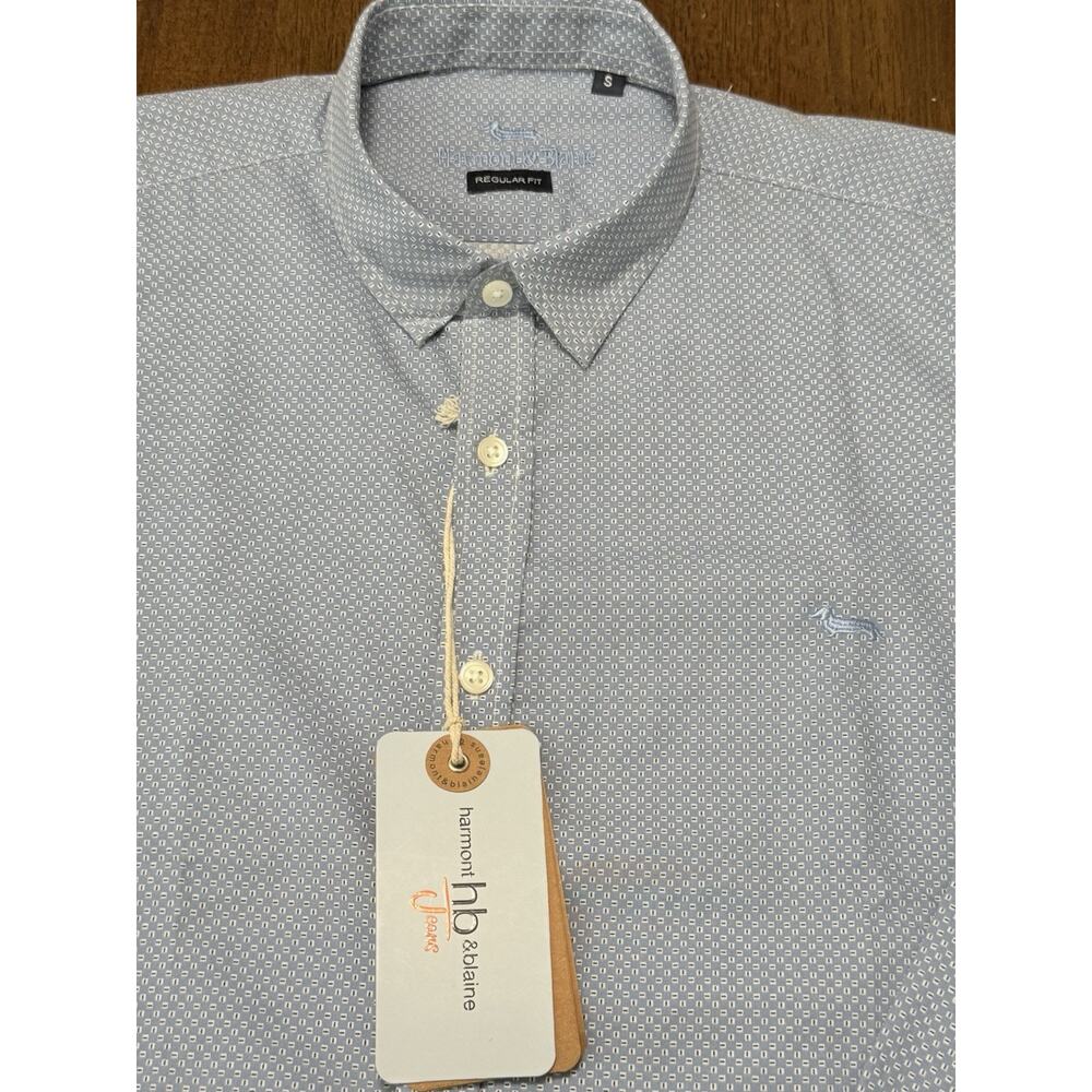 NWT HARMONT & BLAINE Breve Chemise Imprimee Light Blue REGULAR Fit Sz Small